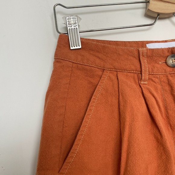 L.F. Markey Women's Henry Pleated Shorts in Burnt Orange Size US 4 - Picture 4 of 7